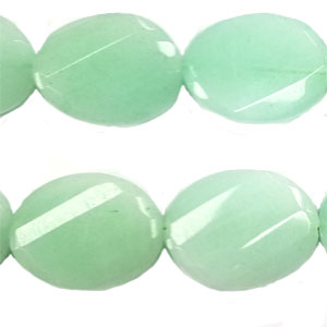 DYED JADE FACETED WAVE OVAL 30X40MM LIGHT GREEN
